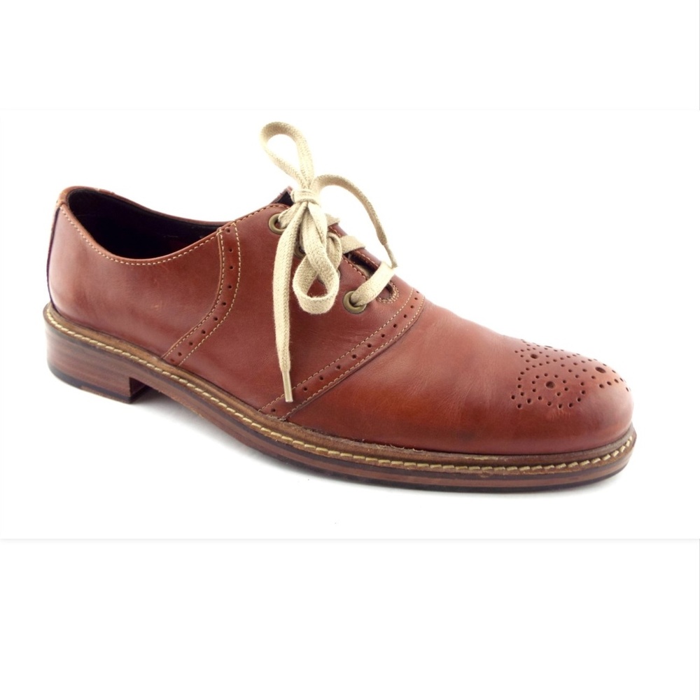 COLE HAAN Brown Leather Medallion Toe Oxfords 11